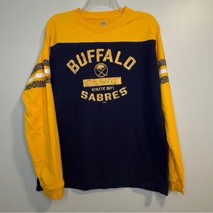 NHL Buffalo Sabres Navy Yellow Soft Cotton LS Tshirt L